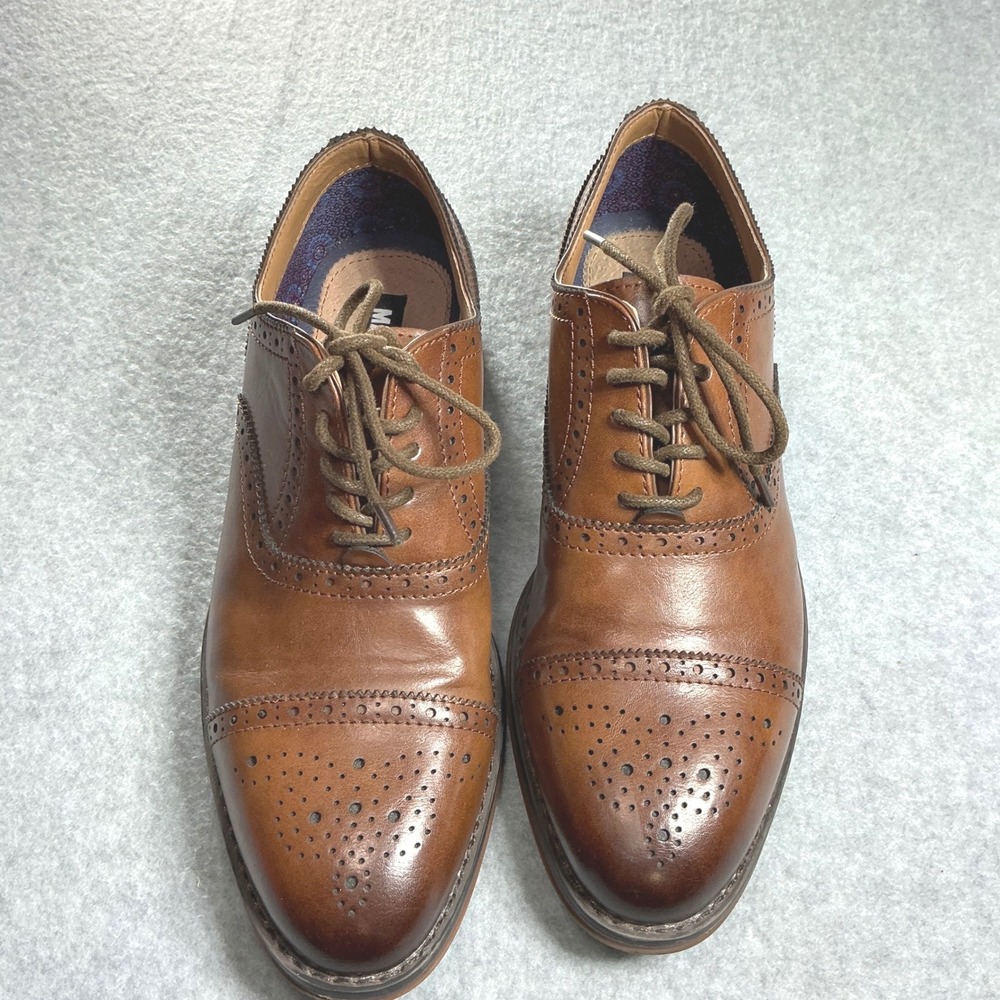 Madden M-JIMMS Mens 8 Cognac Tan Brogue Cap Toe Oxford Dress Shoes